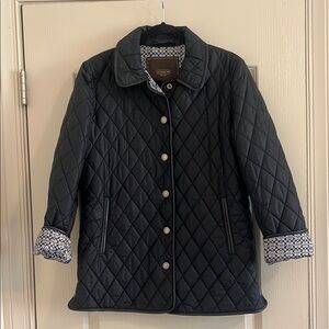Coach Black Quilted Coat with Patterned Lining